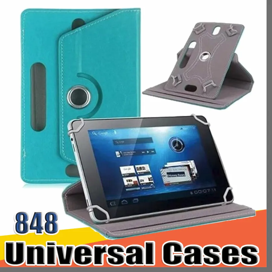 848D Universal 7 tum Pu Leather Case 360 ​​graders rotera skyddsstativ för 7 tums tablett PC Fold Flip Cases