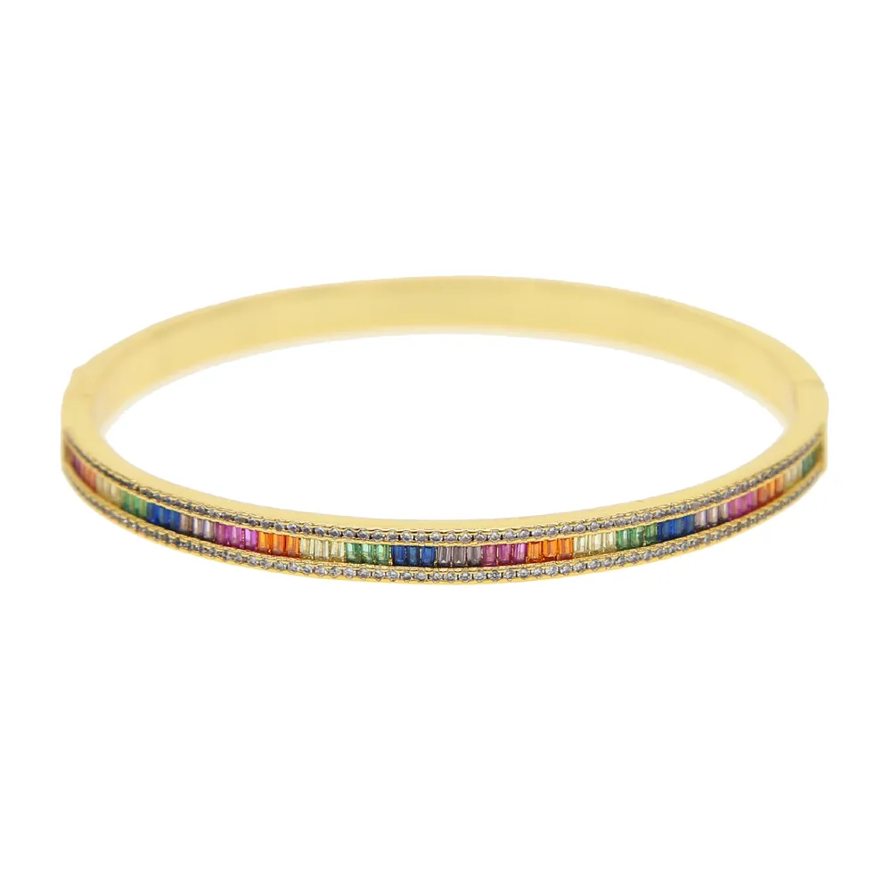 18k banhado a ouro arco-íris cz pulseira aberta pulseira para as mulheres da senhora 2019 novo na moda linda jóia da forma pulseira colorida dia 56-58mm