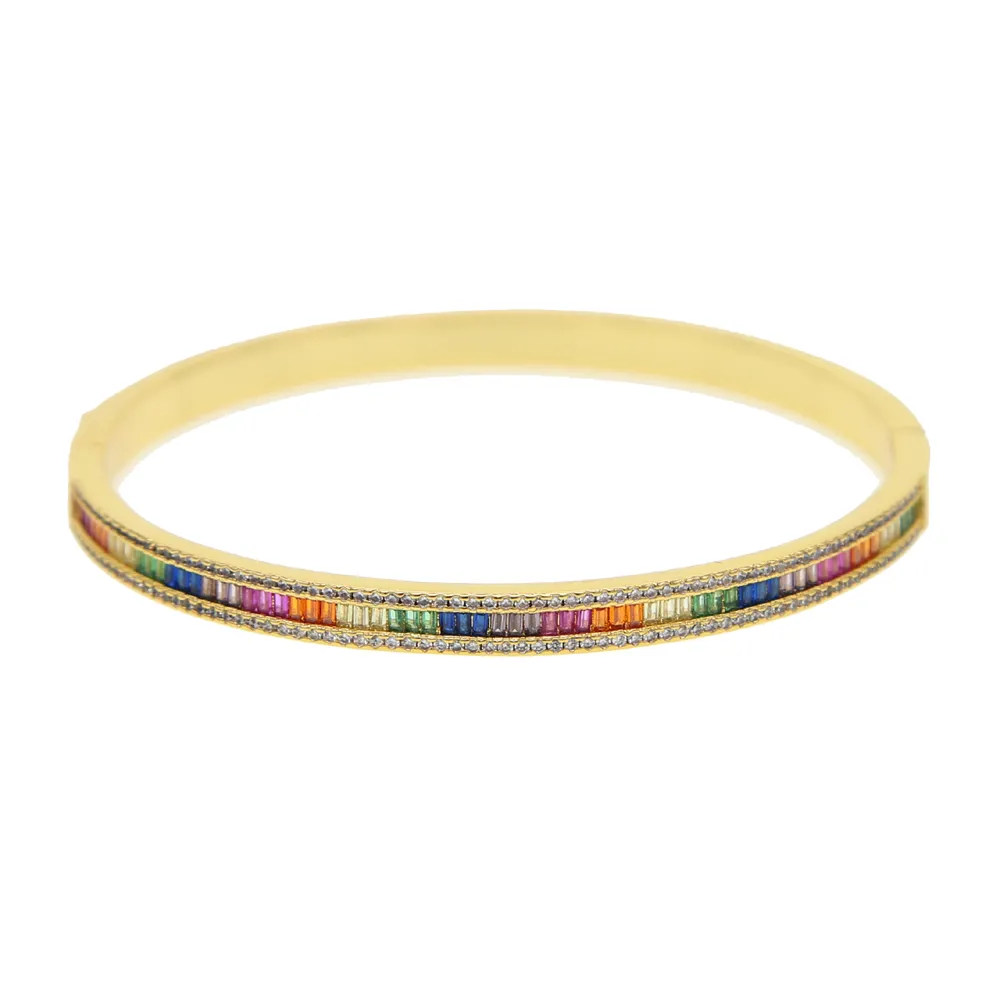 18k vergulde regenboog cz open manchet bangle voor dame vrouwen 2019 nieuwe trendy prachtige mode-sieraden kleurrijke armband dia 56-58mm