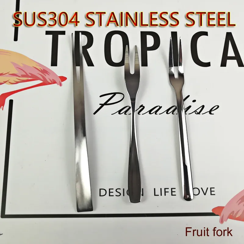 Utensílios de mesa de aço inoxidável de alta qualidade Originalidade Fruta Forquilha de sobremesa das crianças Forquilha Eco-amigável 304 forquilha de aço inoxidável por atacado