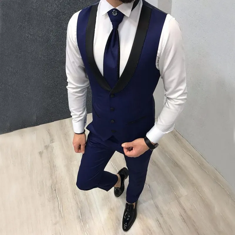 Custom Navy Blue Slim Fit Wedding Costume Suit for Men Groom Suits Tuxedos 3 Pieces Groomsmen Party Suits Wedding Tuxedo for Man1273N