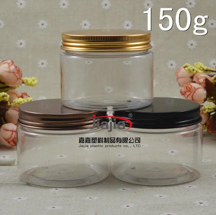 무료 배송 마분기 포장 150g 투명 플라스틱 병 애완 동물 크림 항아리 150ml 음식 냄비 블랙 / 골드 / 청동