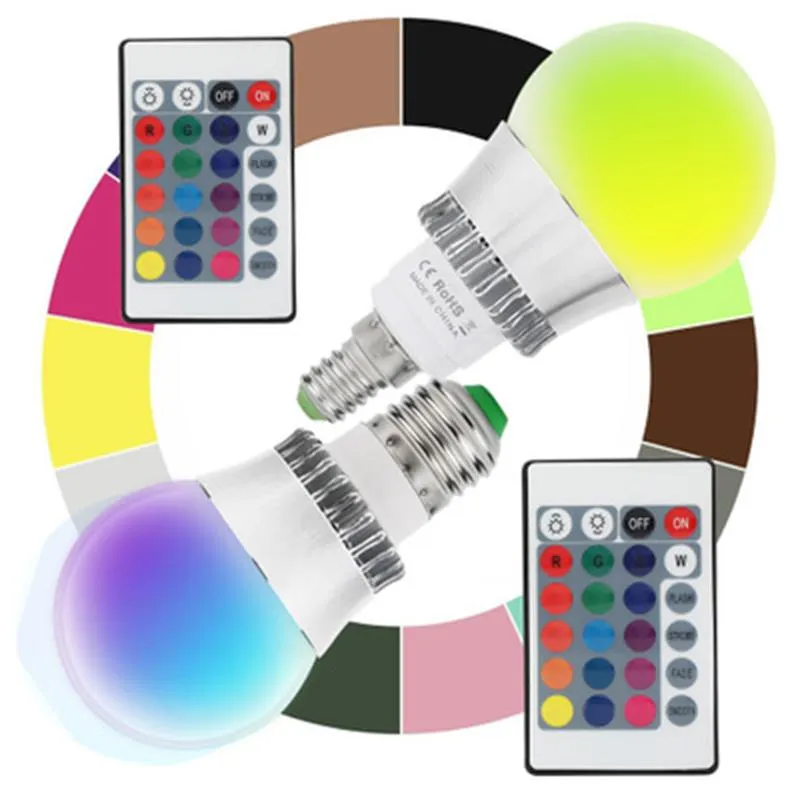 RGB LED-lampa Lampa 5 / 10W E14 / E27 Gränssnitt Trådlös / infraröd fjärrkontrolllampa Effektiv energibesparing