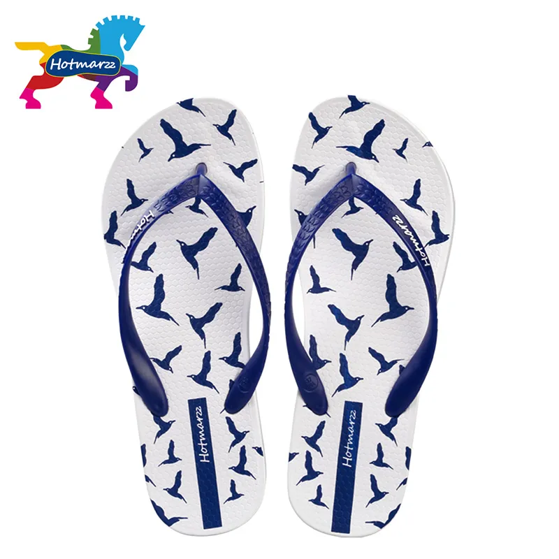 Hotmarzz Frauen-Plattform-Keil-Sandelholz-Absatz-Slipper Flip Flops Frau Möwen Vögel Tiere Sommer-Strand-Schuhe Slides