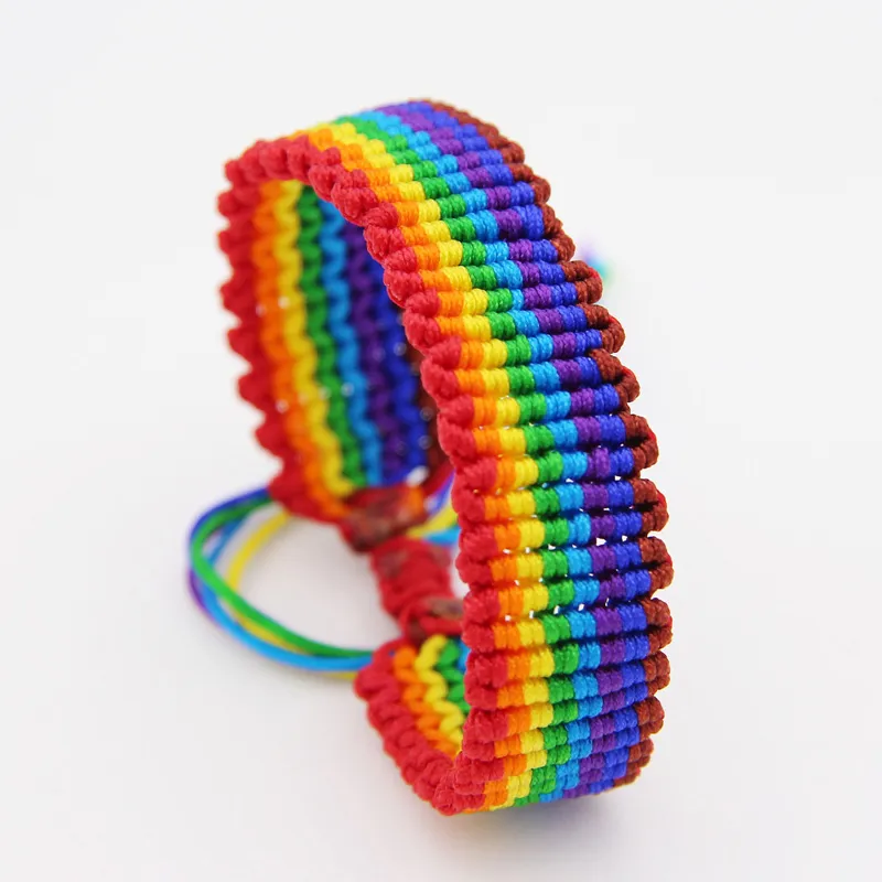 Kvinnor Handgjorda Rainbow Färggåva Rope Länk Armband Smycken Nya Fancy 18cm Justerbara vävda armband 2pcs