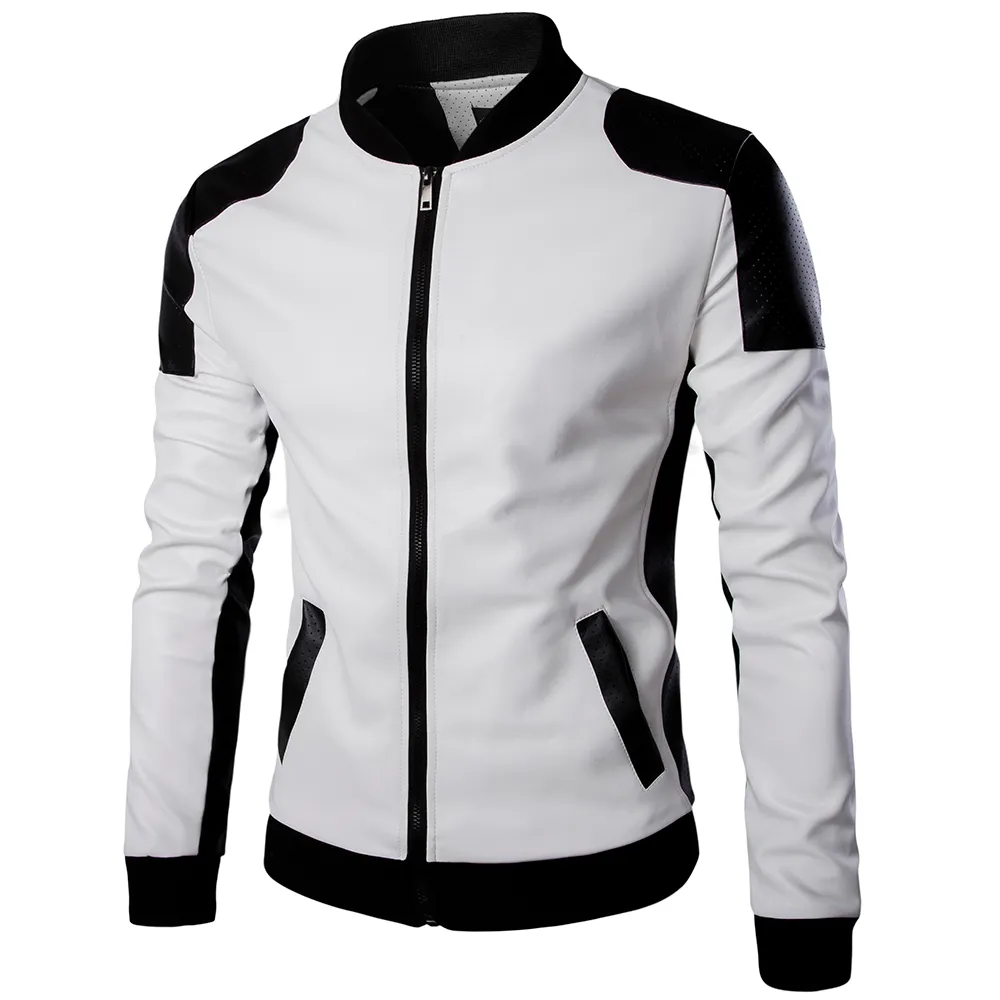 Chaquetas y abrigos de cuero blanco de los hombres de moda de alta calidad abrigo de color del partido de la pu M-5XL AYG94 T190829