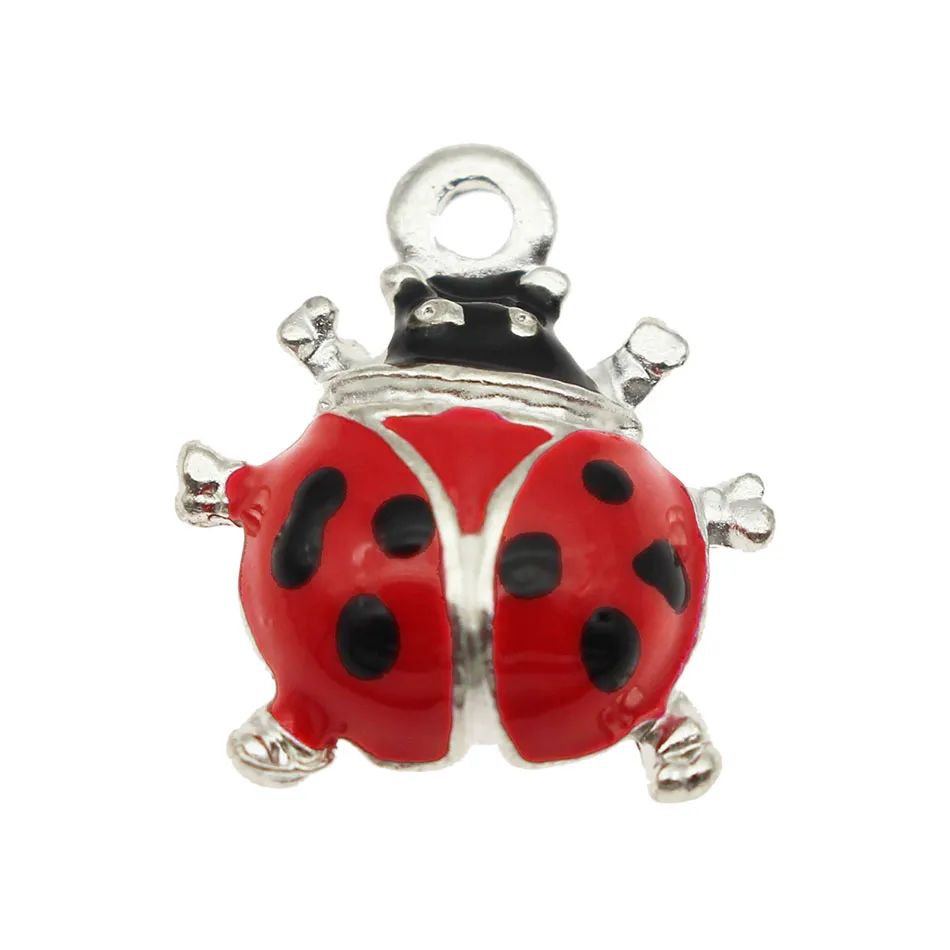 50pcs klasikler renkli emaye çinko alaşım cazibesi ladybird klasik kolye kolye dly aksesuarları diy mücevher el sanatları290v