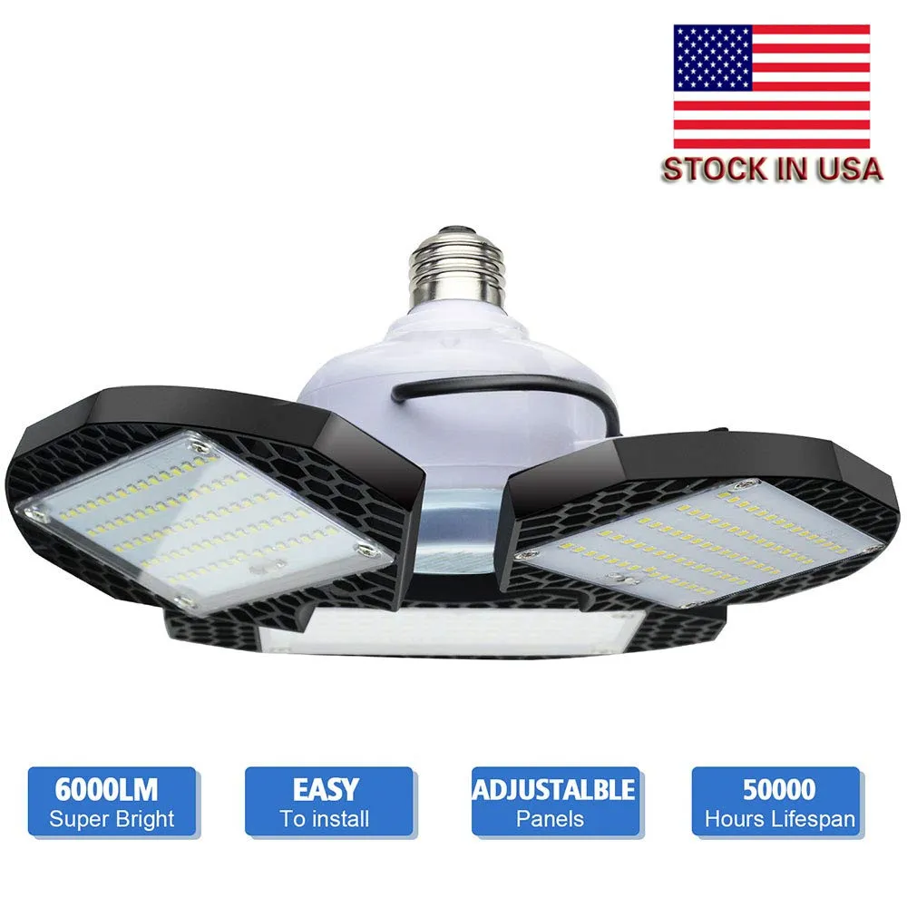 80W 60W 45W E27 LED Bulb SMD2835 Super Bright Foldable Fan Blade Angle Adjustable Ceiling Lamp Home Energy Saving Lights