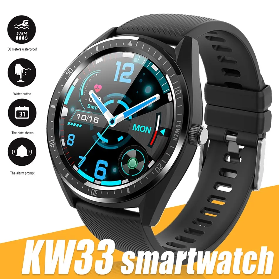 KW33 Smart Watch Men IP68 Vattentät Fitness Tracker Hjärtfrekvens För Android System med Retail Box