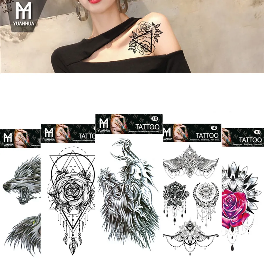 Wodoodporny tymczasowe naklejki na tatuaż kwiat Fake Tattoo Flash Tattoo Tattoo Body Art Ręka stopa dla dziewcząt kobiety mężczyźni Pegatynas de tatuajes Temporales