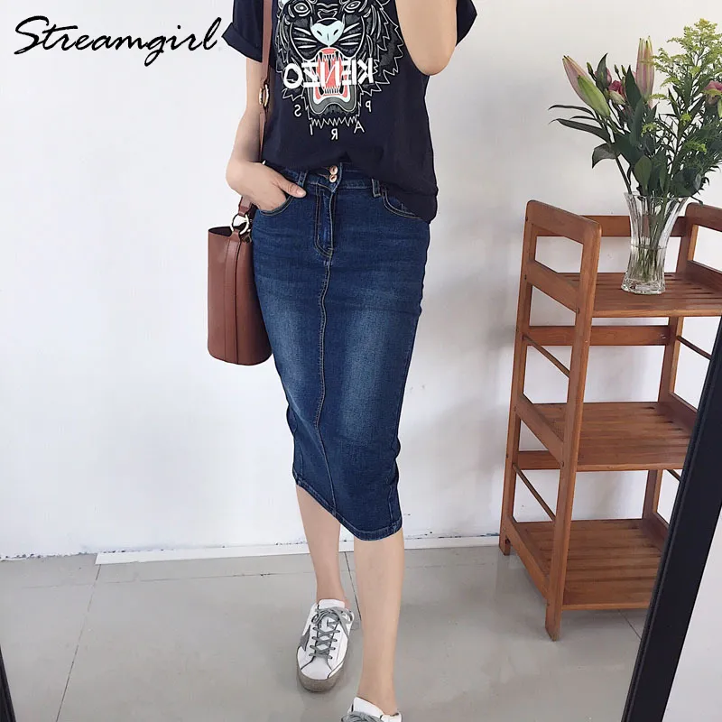 Midi jean skirt clearance 2019