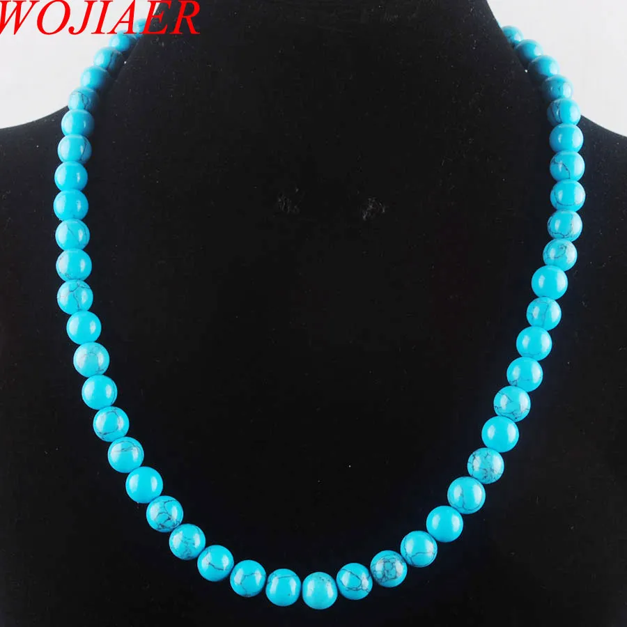 WOJIAER pierre naturelle jaspe tigres oeil Agates 8mm perles rondes colliers pour femmes énergie népal bijoux cadeau BF302
