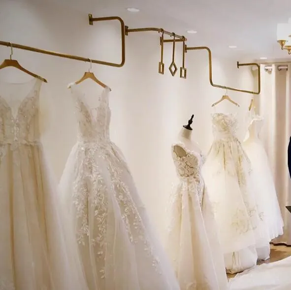 Gold Metal Clothing Rack, Commercial Garment Hanger - 150 cm x 40 cm  U-Shaped Floor-Standing, Modern Gold Hanging Rack for Wedding Dresses, Mens  and ...