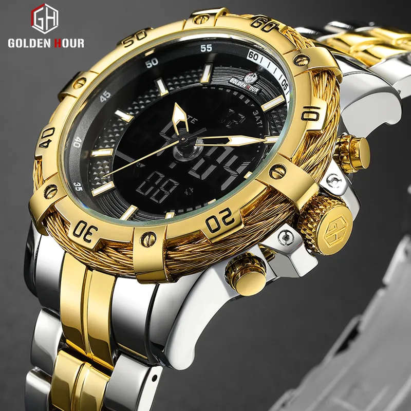 Top Brand Goldenhour Luxury Men Watch Sport Automatic Watches Digital Waterproof Military Wrist Watch Relogio Masculino