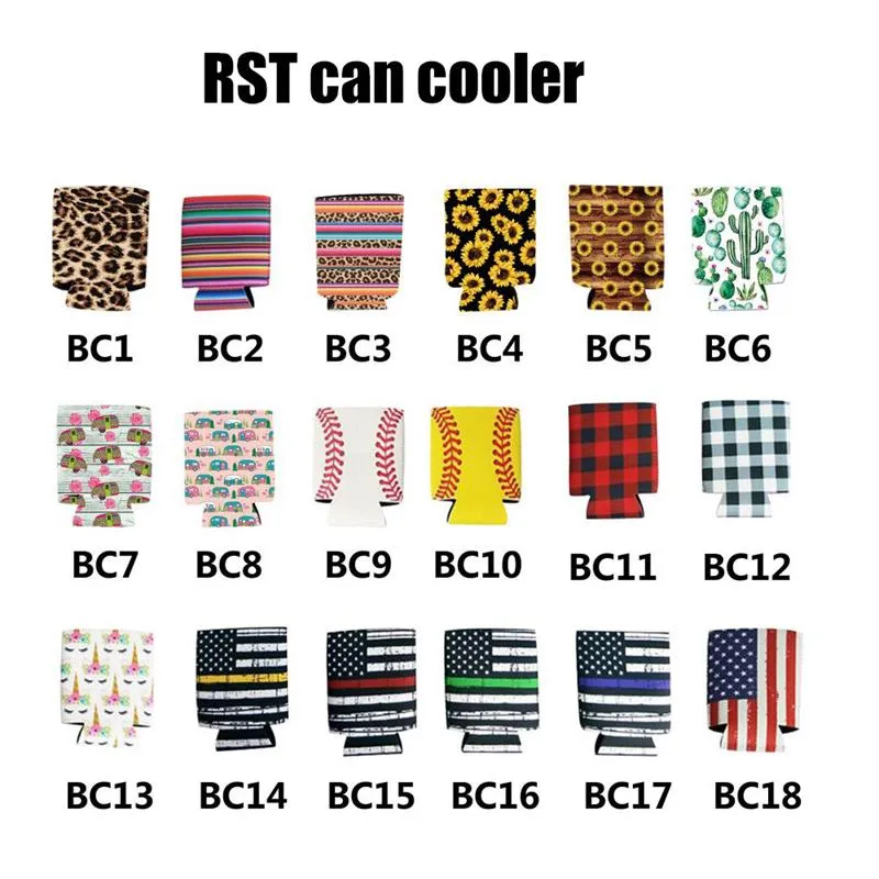 Can Beer Insulators Premium Neoprene Beverage Cooler Collapsible Cola Soda Bottle Koozies Cactus Leopard Sleeve Party Favor