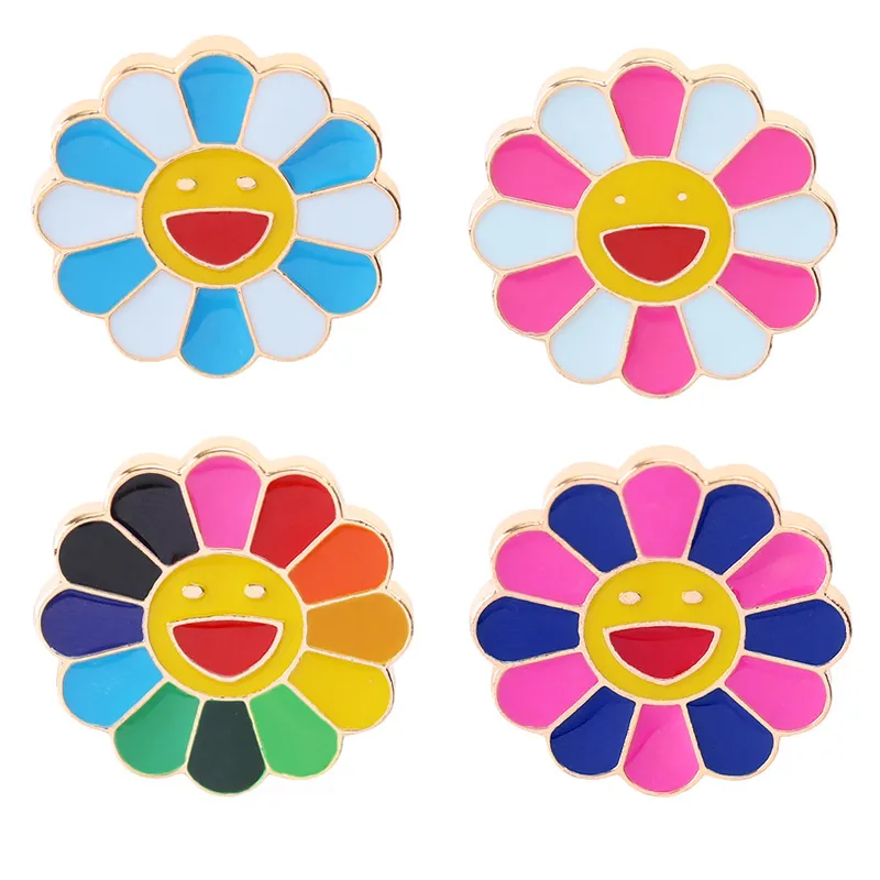 Cute Sunflower Brooch Pins - Colorful Cartoon Enamel Badges for Jeans ...