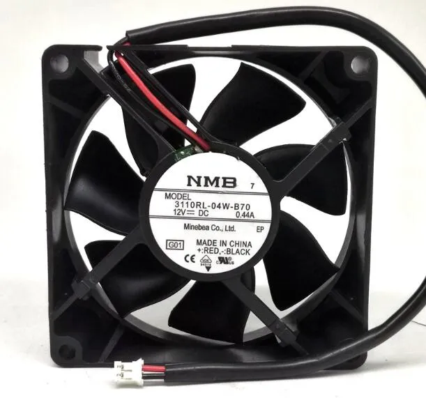 NMB 3110RL-04W-B70 8 cm 8025 0.44A Double boule à deux fils grand Volume d'air armoire d'ordinateur alimentation ventilateur de refroidissement
