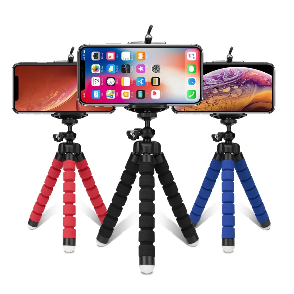Flexible Holder Tripod Stand Bracket Selfie Monopod Mount with clip for Digital Camera Hero iPhone 6 7 plus Huawei Phone s8