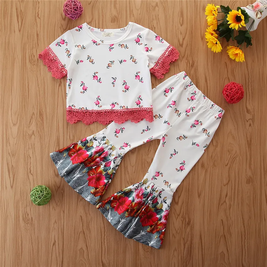 2020 Verano Ni os Estampados De Flores Conjuntos De Ropa Para
