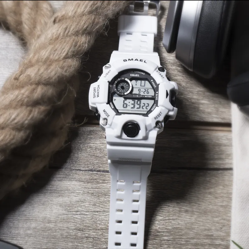 Mens white deals digital watch