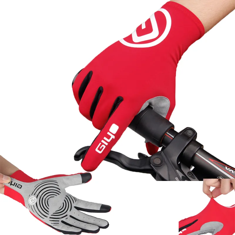 Cyclisme Doigt Complet Gants Sport Coupe-Vent Écran Tactile Anti-dérapant Vélo Lycra Tissu Mitaines Bicicleta Vélo De Route Longs Doigts Gants