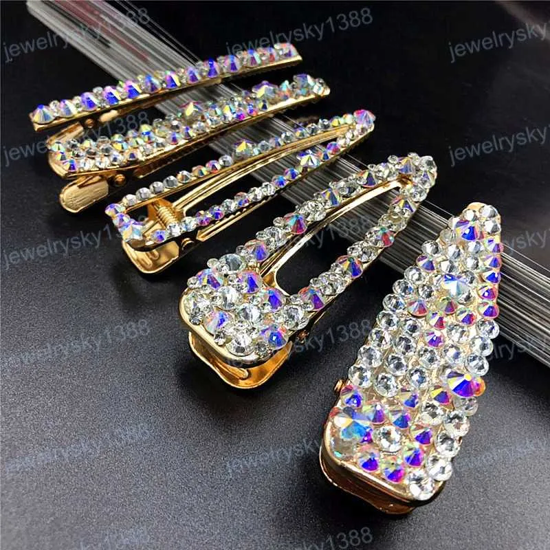 Kolorowe Kryształ Rhinestone List Włosów Klipy Lady Wedding Party Włosy Pins Moda Dziewczyna List Barrettes Kobieta Przystąpienie Do Włosów