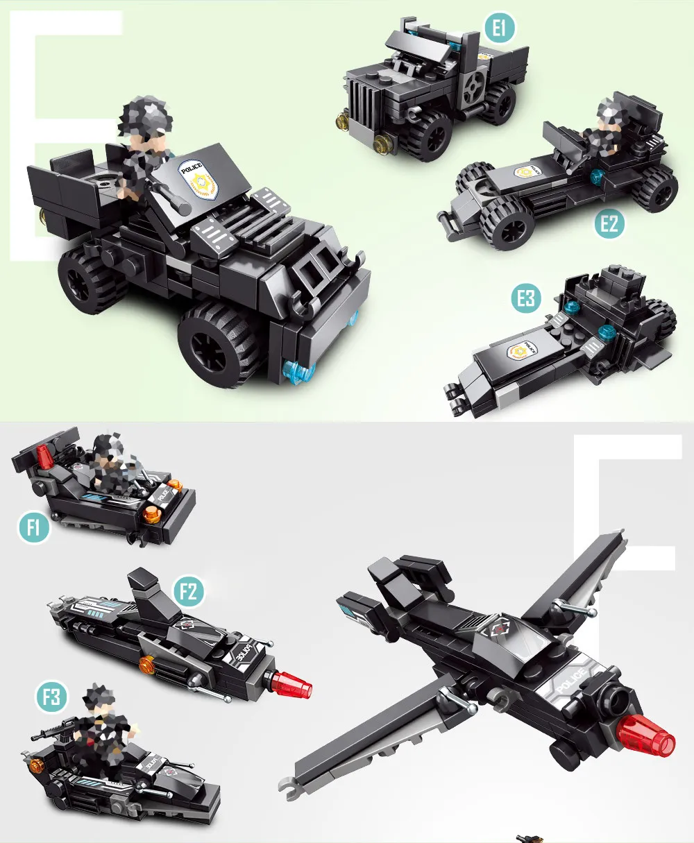 legoINGlys Building Blocks Robot City Police Toys Blocks Boys Vehicle Aircraft Educational Truck Blocks Compatible Model Bricks (10)