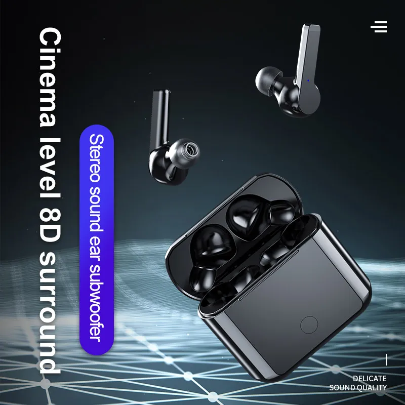 A12 TWS Buller Avbryta HiFi Stereo Handfree Wireless Bluetooth 5.0 Hörlurar Auto-Pairing Headphones Headset Earputs med laddningsfodral