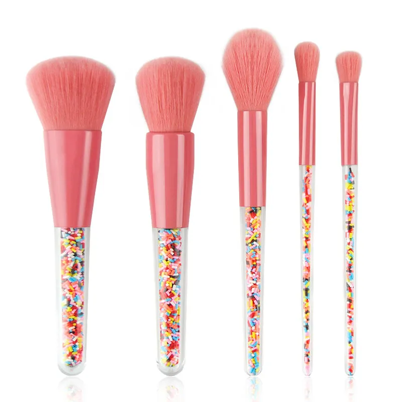 DHL New 5pcs Lollipop Candy Unicorn Crystal Makeup Brushes Set Colorful Lovely Foundation Blending Brush Makeup Tool maquillaje by air11