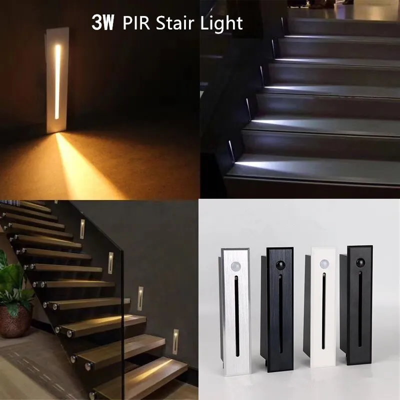 3W recesso interior impermeável Hotel LED Stair Lâmpada PIR Motion Sensor Corner Recados luzes passo Decoração Lamp Corredor escadaria Lâmpadas