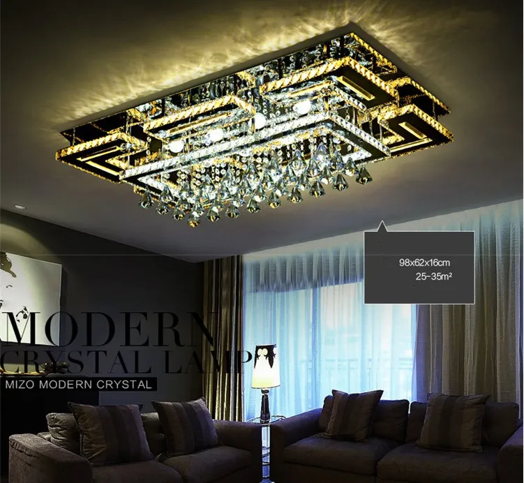 Luxury Modern LED Crystal takljus fyrkantig taklam