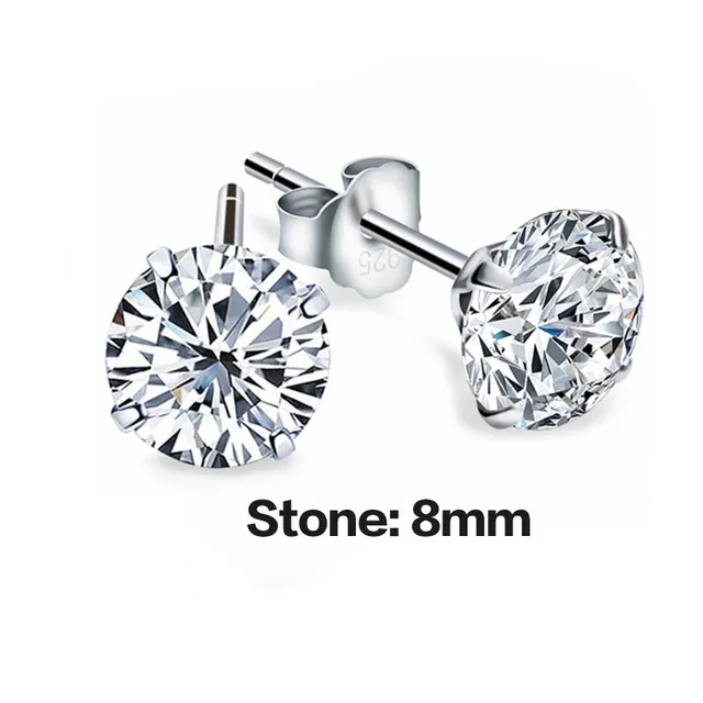 YHAMNI 925 Sterling Silver Zircon Round Diamond Stud Earrings For