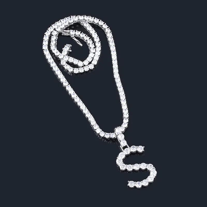 Collana con pendente in zircone con lettera iniziale dell'alfabeto A-Z 26 Lettere inglesi con ciondoli Collane per gioielli da sposa da donna Gift261c