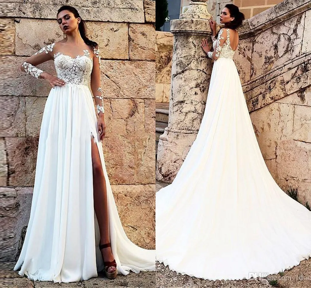 Elegante Abito Da Sposa In Chiffon In Chiffon In Chiffon Con