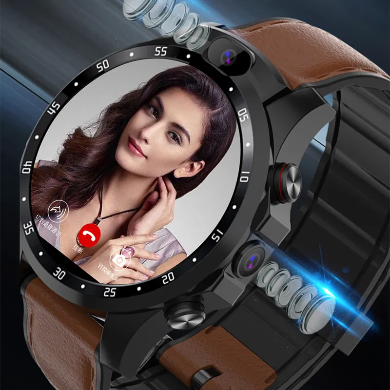 4G Netcom Smart Watch 3 + 32GB HDデュアルカメラ心拍数モニタ1.6インチIPSビッグスクリーンサポートGPS Android 7.1 5mpスマートウォッチ