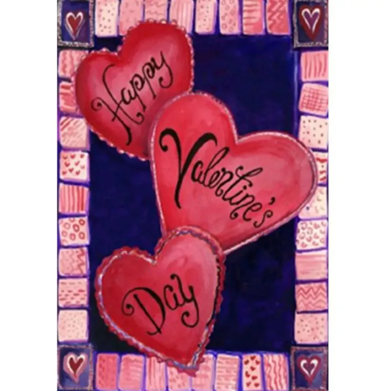 12.5''x18'' 3 Hearts For Valentine's Day Garden Flag Love Heart Banner Decorations