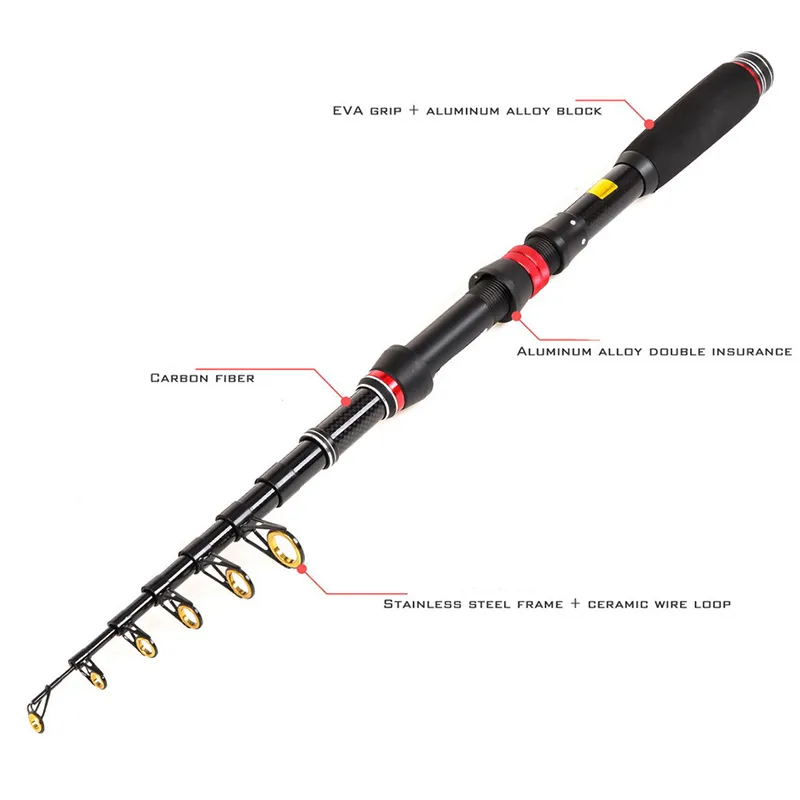 1 8m-3 0m Carp Spinning Rods Carbon Fishing Fish Pole Telescopic Travel  Fishing Rod Ultrashort Fishing Tackle2147