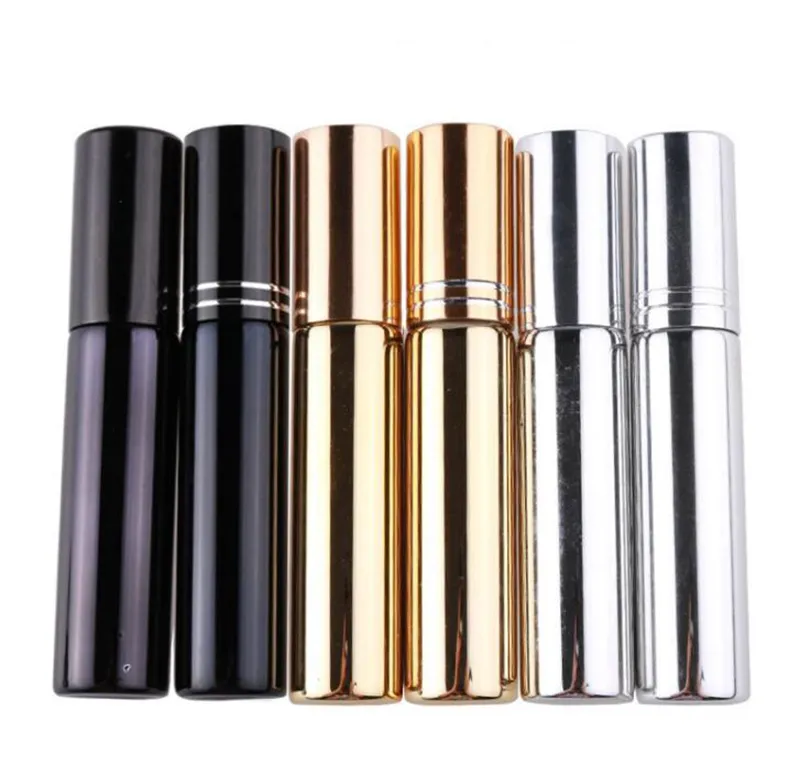 Goede prijs 10 ml parfumflessen UV-plating glazen lege parfumflesjes met aluminium verstuiver spuitflessen 1000pcs / lot