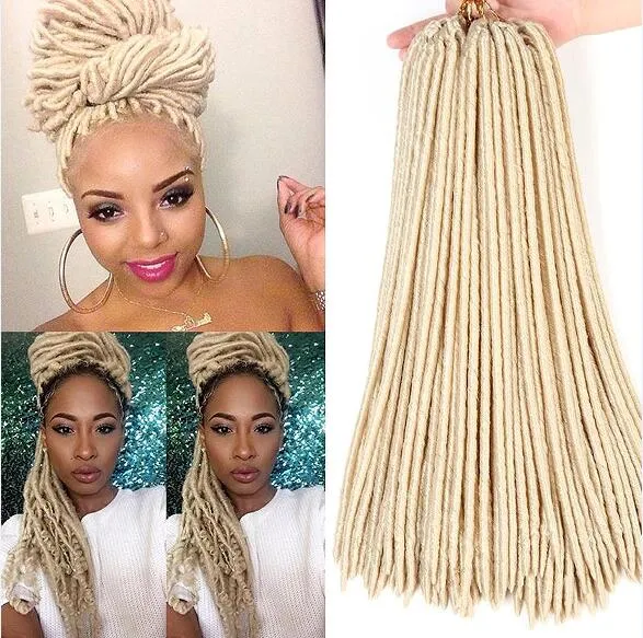 6 Packs Full Head Dreadlock Blond Synthetic Hair Extensions Crochet Braids Soft Faux Locs Synthetic Braiding Dreadlock Free Express Shipping