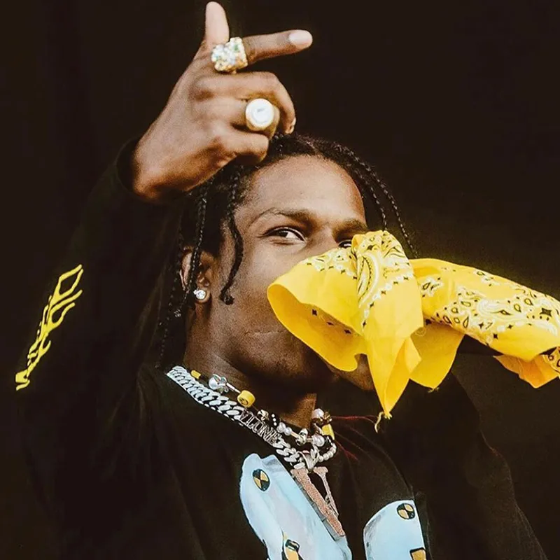 2019 Evae X Dareredreamin ASAP Rocky Silver Sloascal Emalia Motyl Ceramiczny Uśmiech Face Hip Hop Naszyjnik