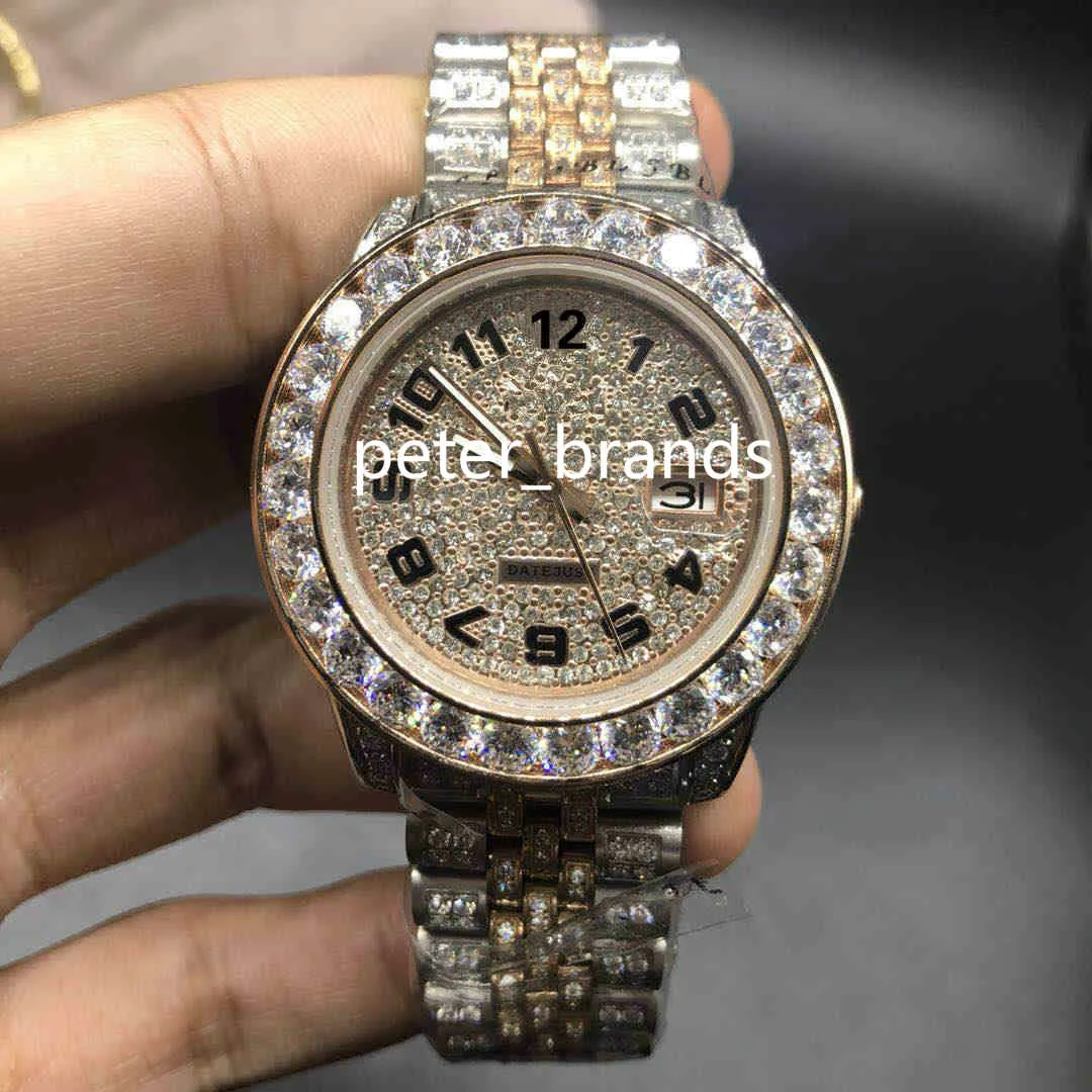 Full Diamond Watch 40mm Luxury Iced Out Watch Automatic 41mm Men Silver Rose Gold Two Tone Waterproof Stainless Set Diamond CZ299Y