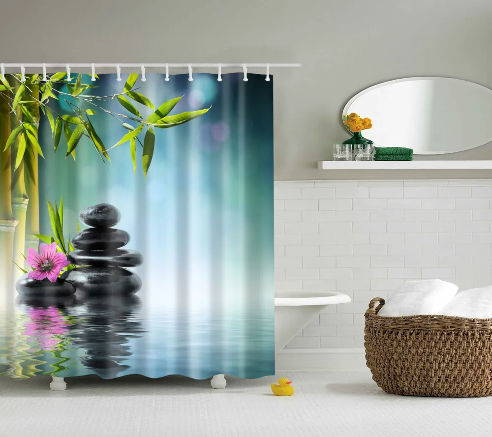 high quality SPA Waterproof Shower Curtain Digital Printing Bathroom Decoration Shocking Landscape Shower Curtains 180*180 CM