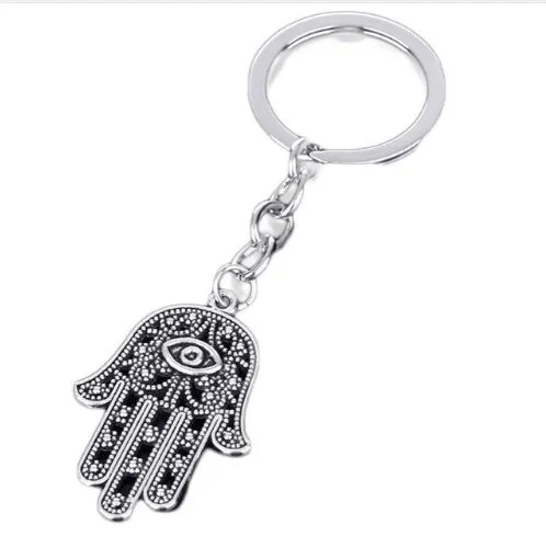 30pcs / lot 열쇠 고리 Keychain 보석은 주요한 부속품 19 * 17mm를 위해 악의적 인 눈 Hamsa 파티마 손 매력 부적은을 도금했다