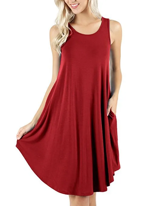 8 Mujeres De Color Mini Vestido Modal De Verano Sin Mangas De