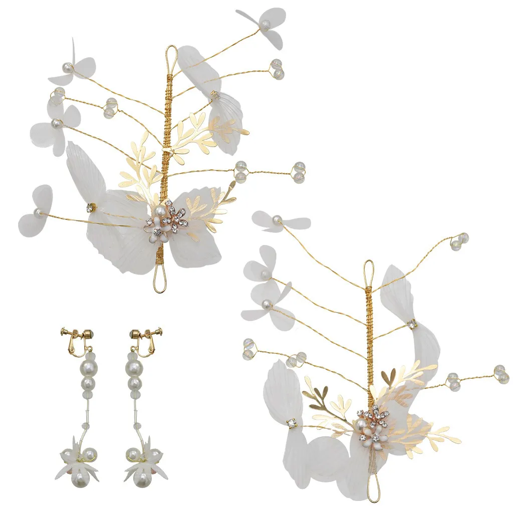 3pcs/Set Wedding Stirnbänder und Ohrringe Clips mit Acryl -simulierten Perlen- und Strasshaarhaarzubehör für Brautgeschenke Set für Brautgeschenke