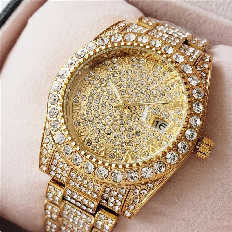 Mens gold crystal watches clearance