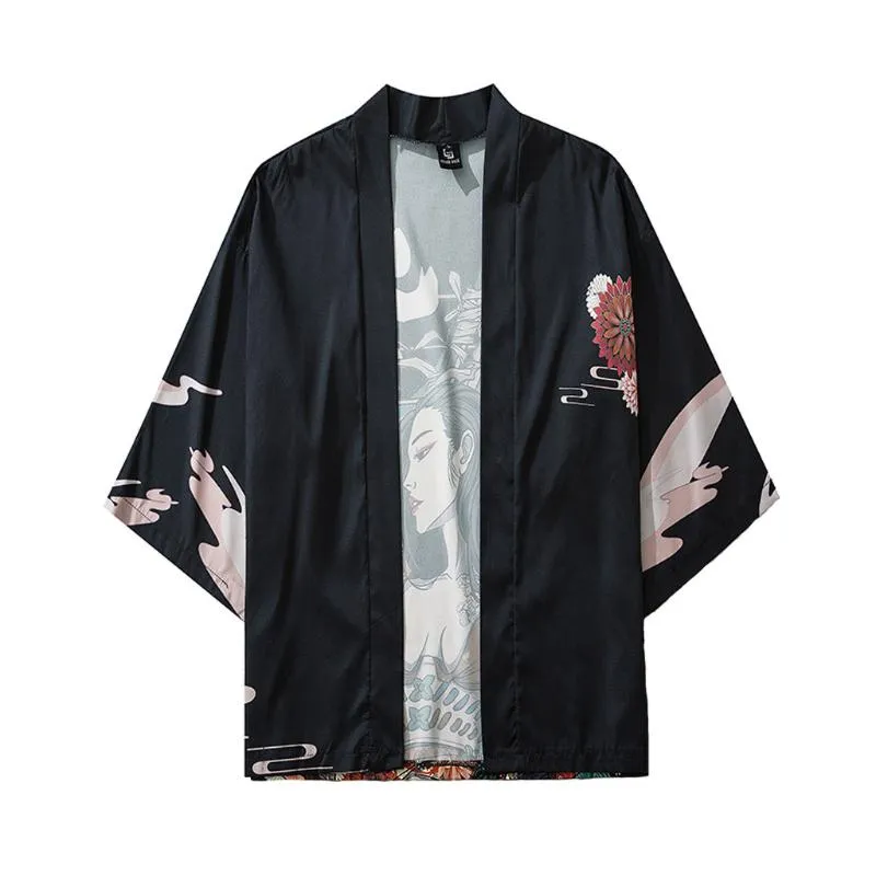 Chemises décontractées pour hommes Kimono japonais Homme Yukata Streetwear asiatique Costume de samouraï Anime Cardigan Chemise Hommes Kimonos traditionnels 228Q