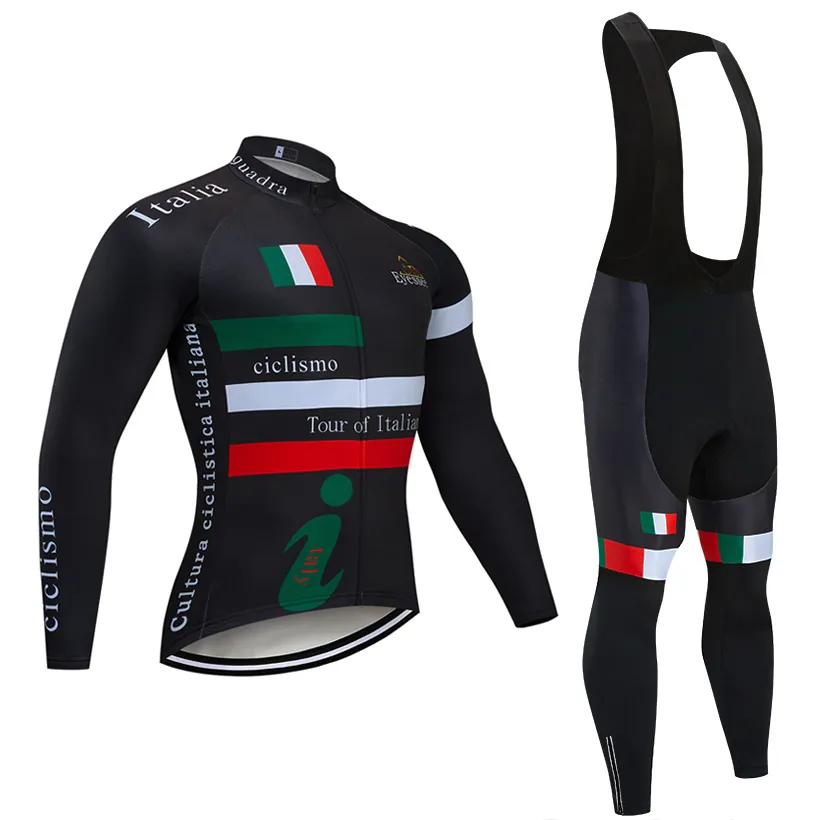 Fabriek directe verkoop 2020 Tour Italia Jerseys Shirts met lange mouwen Winter Fleece Fietsen TEAM Kleding Mountainbike Jas Maillot Wear