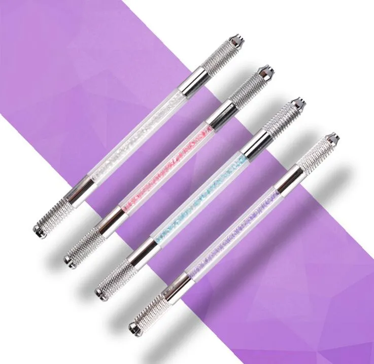 Nieuwe Tattoo Pen Permanente Makeup Handleiding Tattoo Machine Crystal Quartz Handvat Microblading Pen Cross Tip Lip Wenkbrauw Make-up