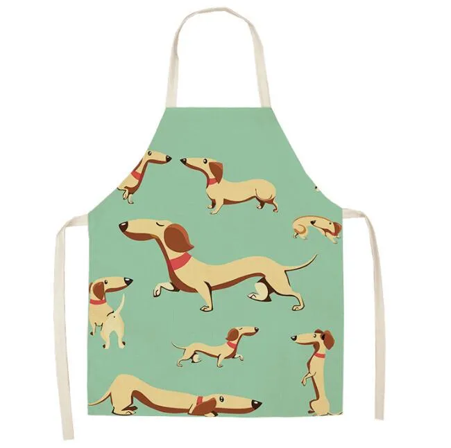 Desenhos Animados Animais Impressos Cães Aventais De Cozinha Estilo Europeu Unisex Mulheres Homens Cozinha Cozinhar Cozimento Aventais De Limpeza Aventais De Cozinha